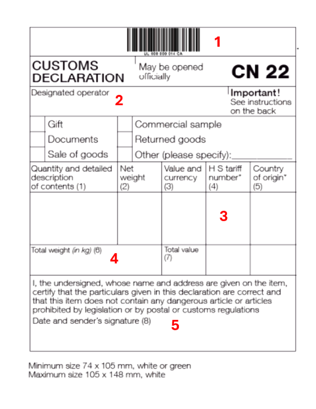 Study Guide | CN22 Form | Centre for Customs and Excise Studies